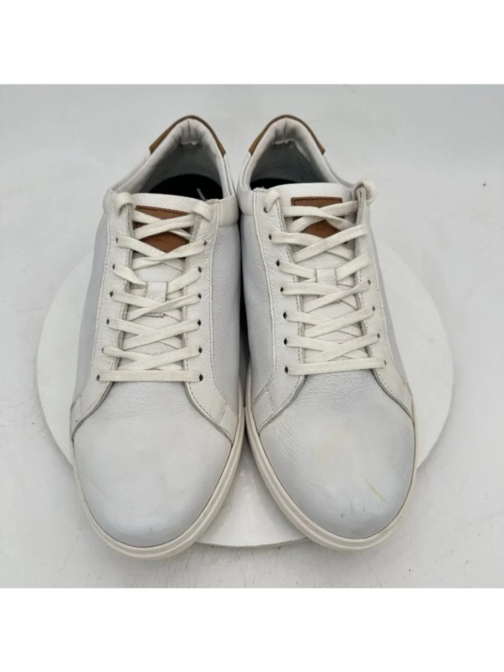 Allen Edmonds Courtside Men 13 3E White Leather Brown Accent Sneakers